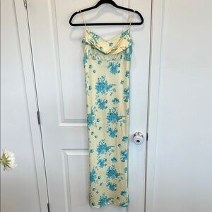 X&Z Women's Bodycon Maxi Dress In Yellow/Blue Floral in Size 0